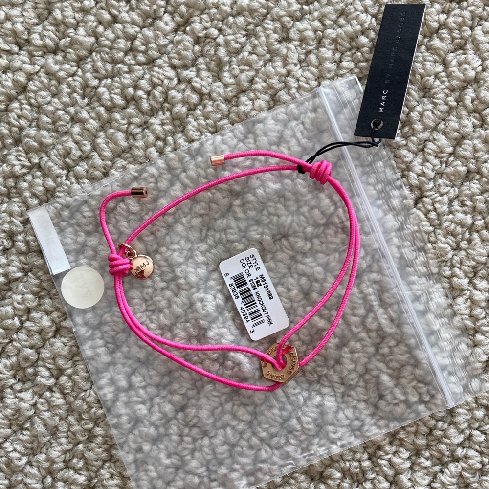 NEW Marc by Marc Jacobs Threaded Bracelet Knockout Pink Hot Rose Gold Hardware